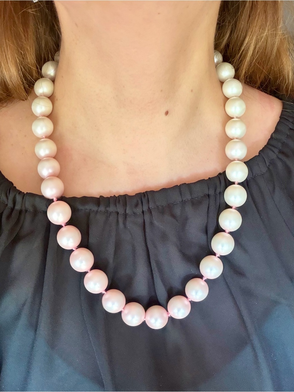 Vintage Pink and White Pearl Necklace ombré